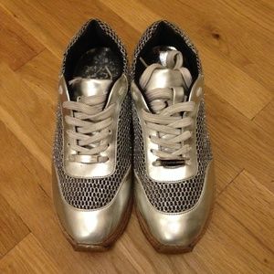 Stella McCartney Mesh Espadrille Metallic Sneakers